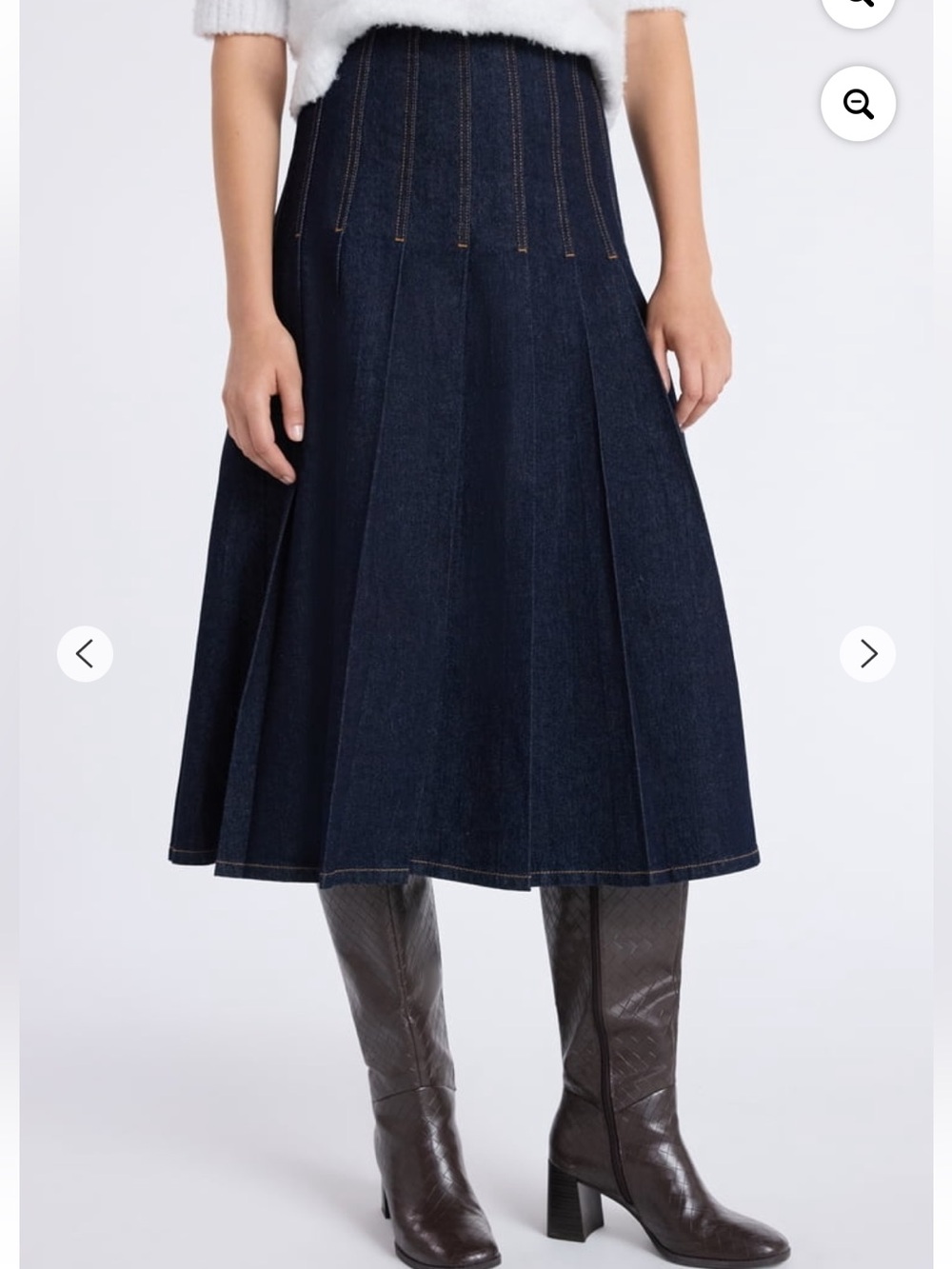 NWT Free Assembly Dark Blue Denim Pleated Maxi  Skirt SZ 8